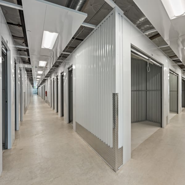 Indoor units with open doors at StorQuest Self Storage in Littleton, Colorado