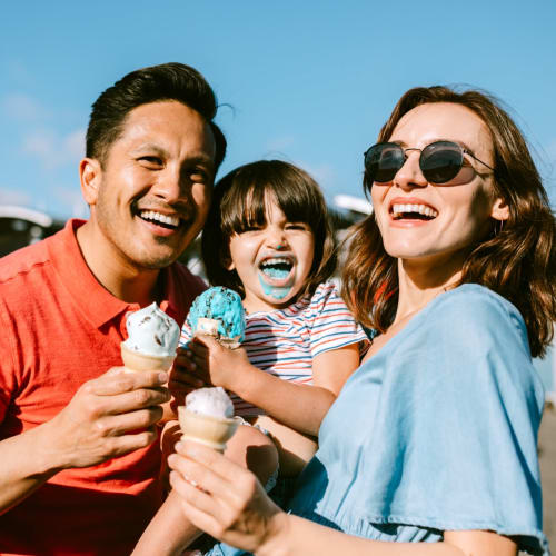 A family eating ice cream near Heroes Manor in Tarawa Terrace, North Carolina