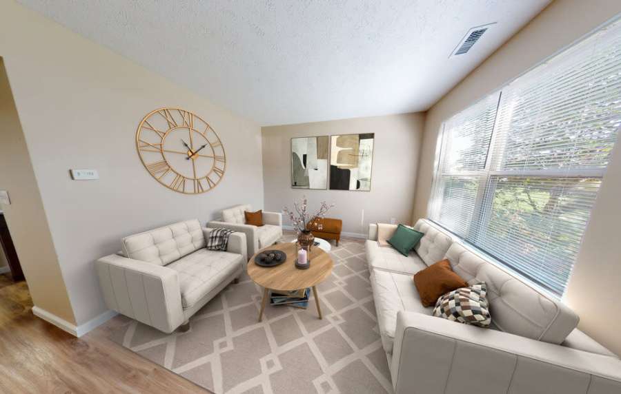 Living room at Fox Pointe Apartments in Columbus, Indiana