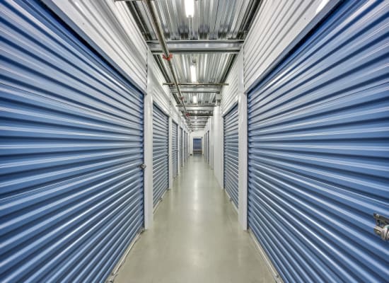 Clean hallways through self storage units at A-1 Self Storage in Lake Forest, California