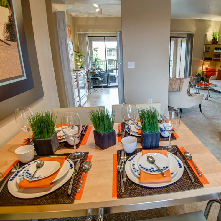 Beautiful dining area at Oro Vista Apartments in Oro Valley, Arizona