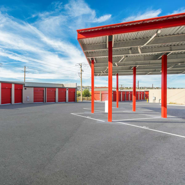 RV canopies and outdoor storage units at StorQuest Self Storage in Castle Rock, Colorado