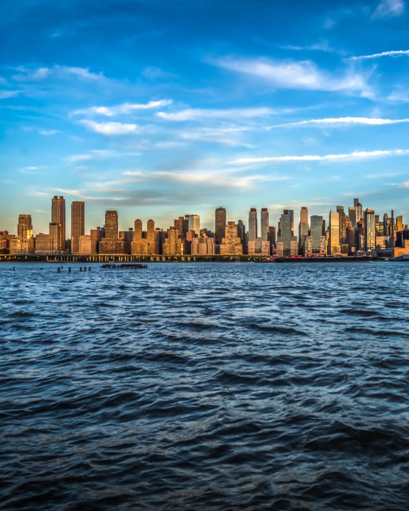 Skyline across the water from Riverbend at Port Imperial in West New York, New Jersey