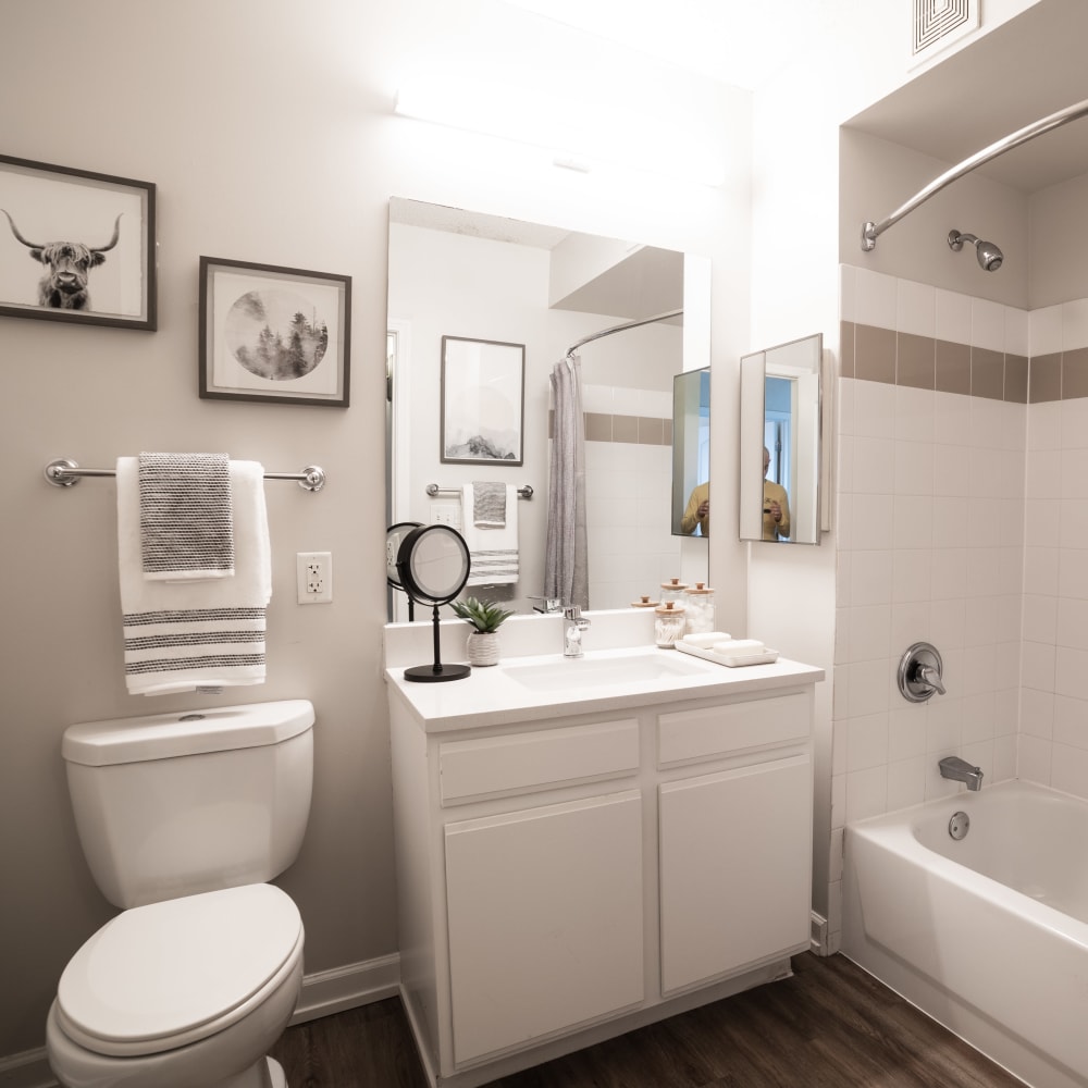 Large bathroom at 415 Premier Apartments in Evanston, Illinois