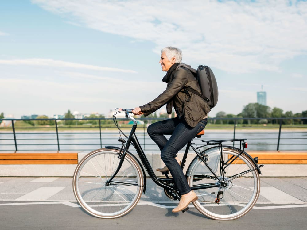 Resident riding his bike near FiveHigh in West Hartford, Connecticut