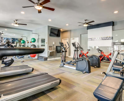 Well-equipped fitness center at The Boulevard in Phoenix, Arizona