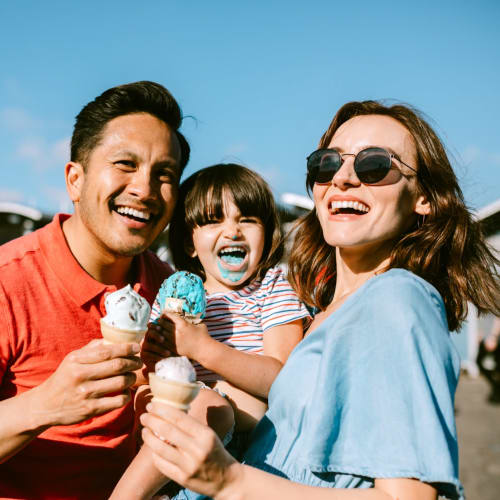 Residents eating ice cream at Lofgren Terrace in Chula Vista, California