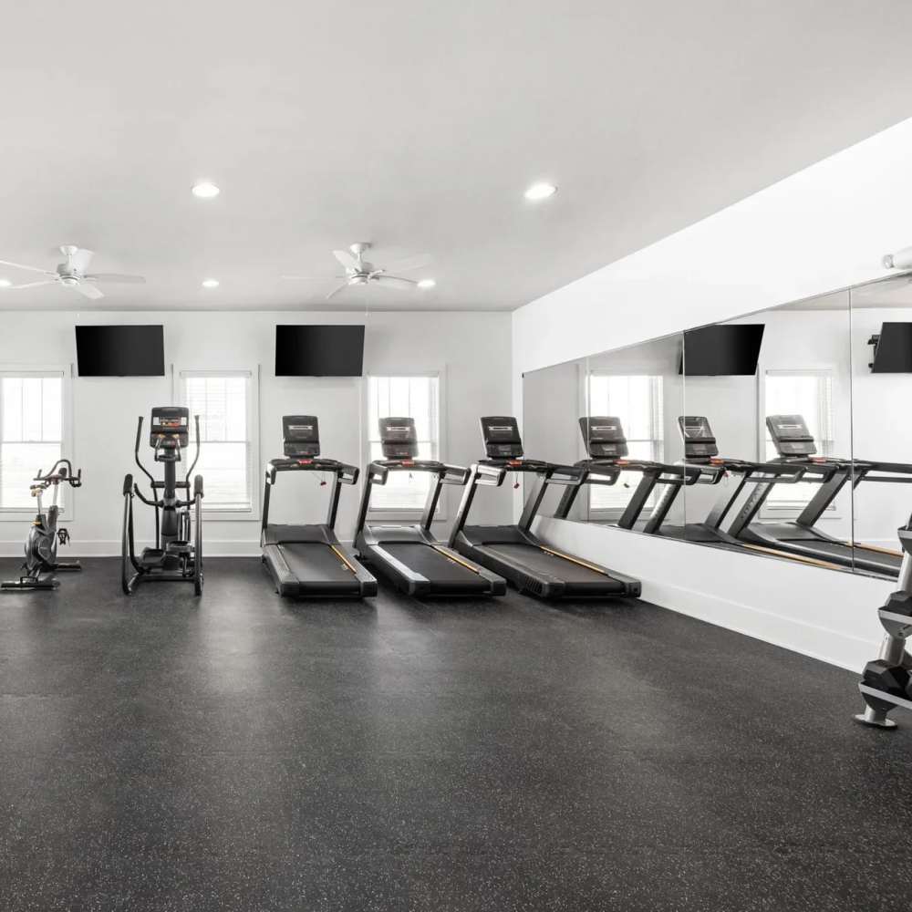 Fitness center with treadmills at Union Club Apartments in Fort Wayne, Indiana