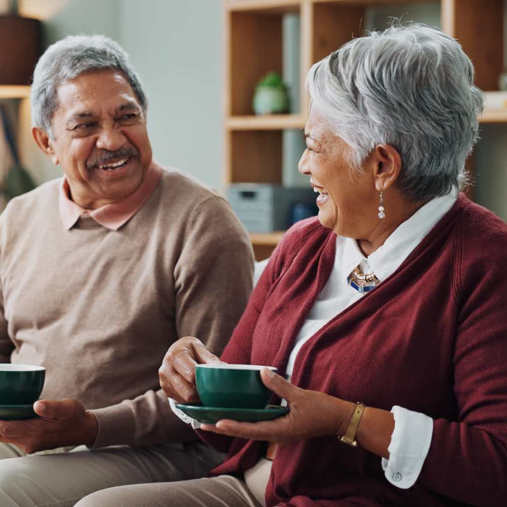Happy resident couple at Clark Terrace in Baldwin Park, California