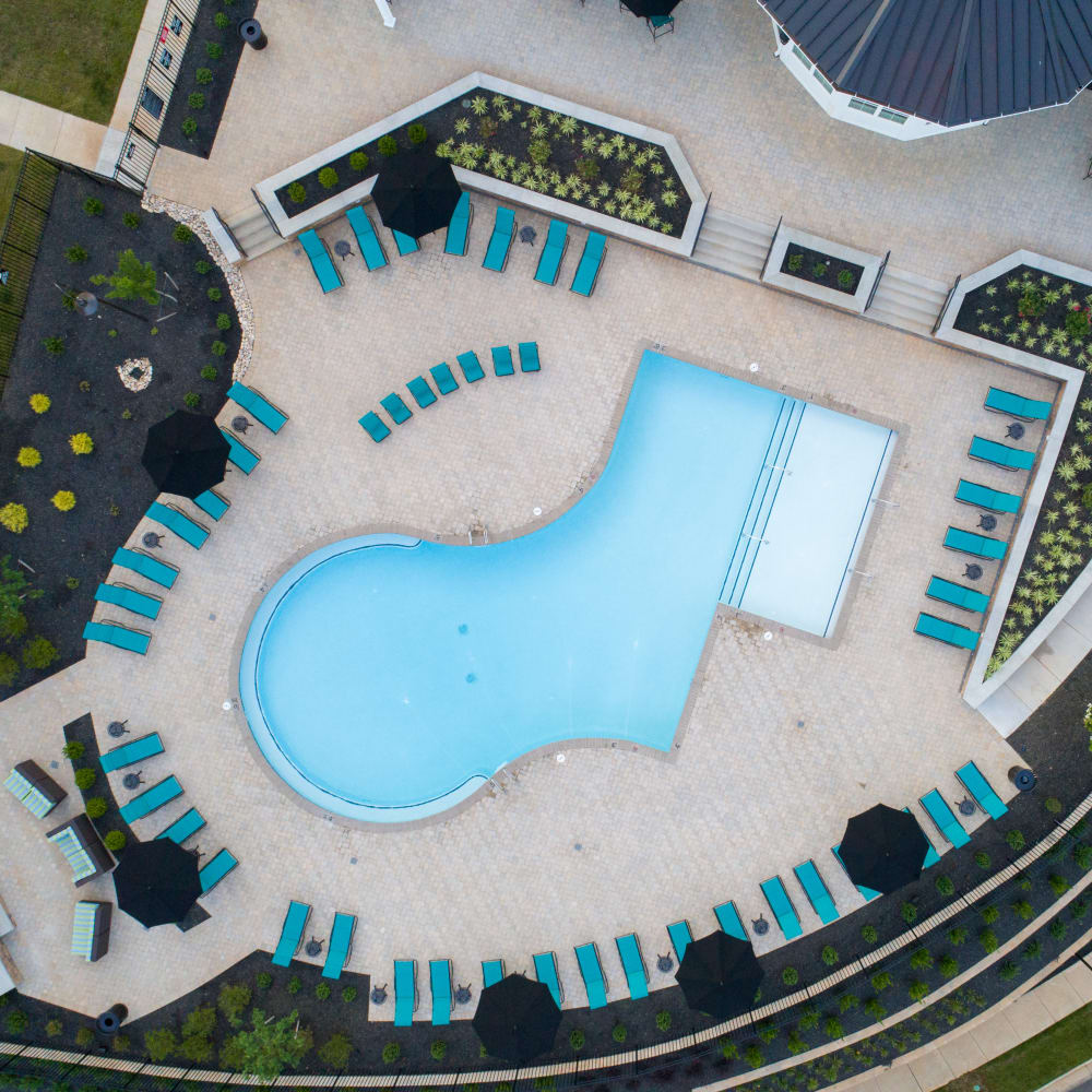 Resort-style pool at with expansive sundeck at Beacon on 5th in Charlottesville, Virginia