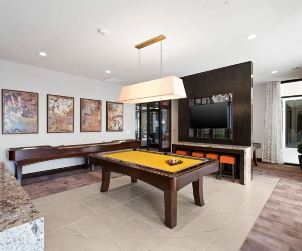 Clubhouse game room at Villas at the Rim in San Antonio, Texas