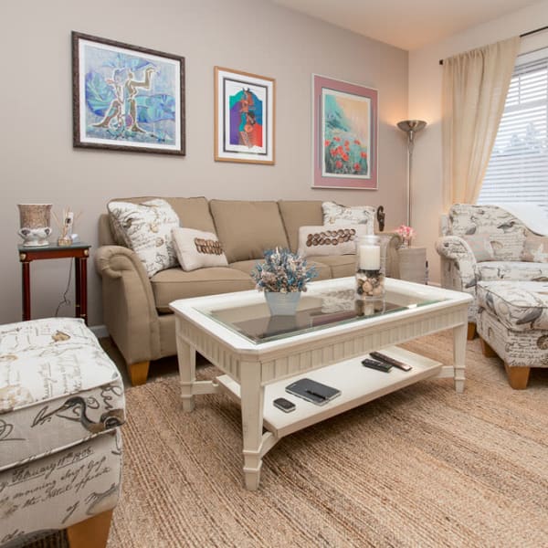 Inside of a furnished senior home at Quail Park of Lynnwood in Lynnwood, Washington