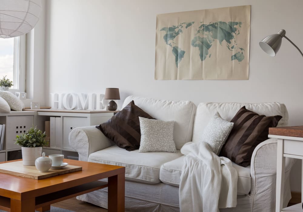 Bright living room at Decatur Victoria Estates in Berlin, Maryland
