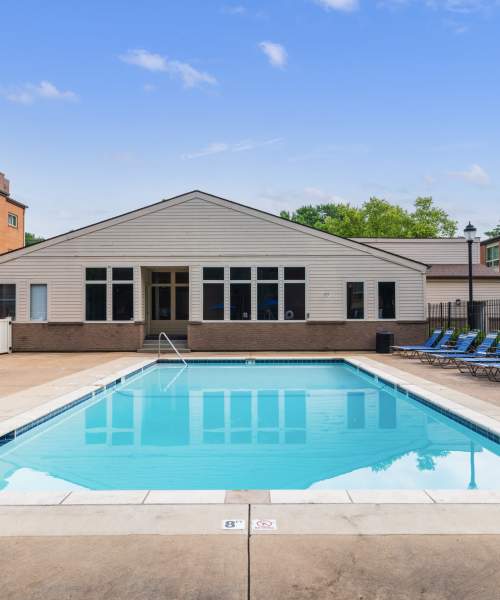 Community swimming pool at West End Terrace Apartments in St. Louis, Missouri