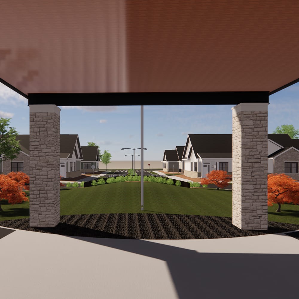 Exterior render of Randall Residence at Gateway Park in Greenfield, Indiana