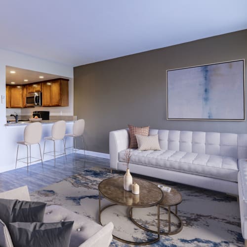 Furnished apartment living room at El Gato Penthouse in Los Gatos, California