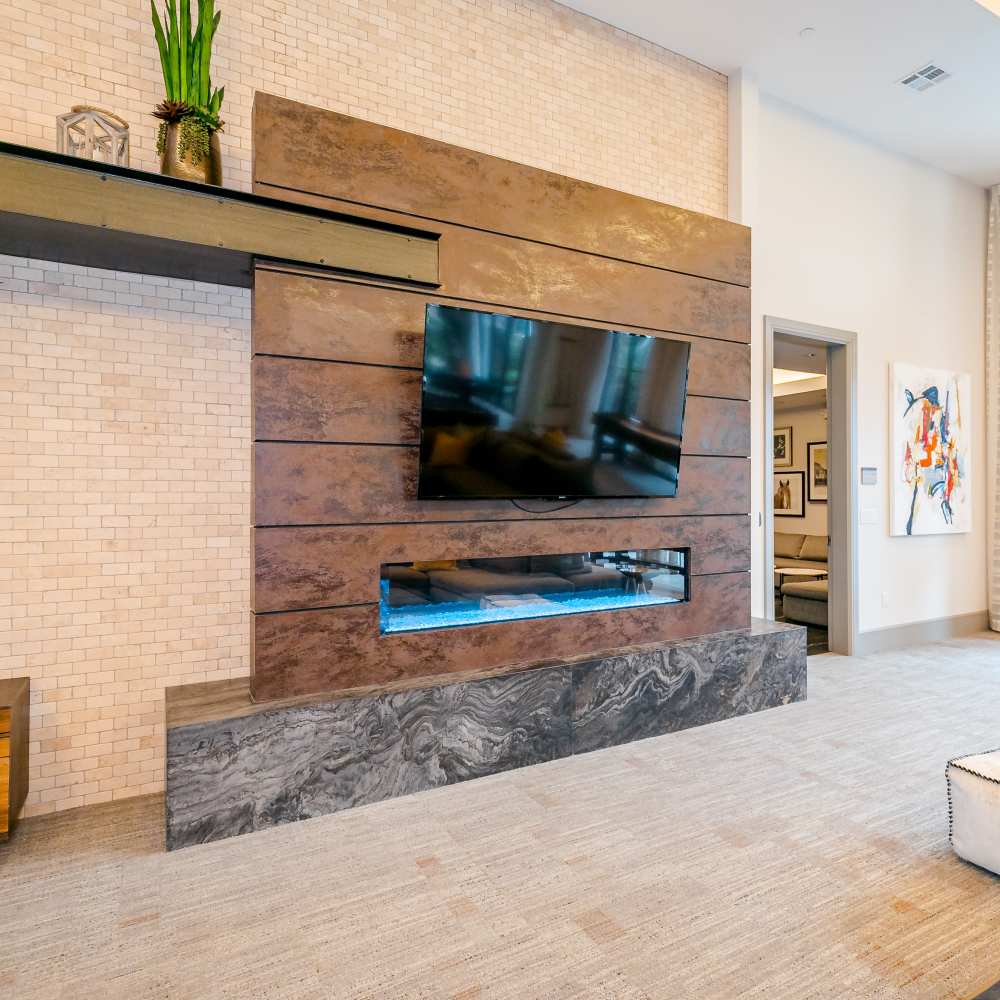 View of TV in clubhouse at NOVU New Forest in Houston, Texas