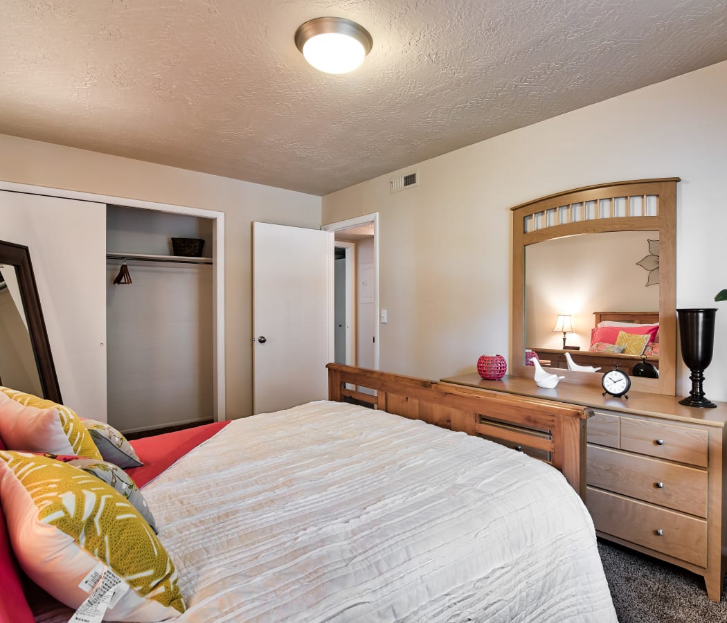 Bedroom at Apartments in Riverdale, Utah