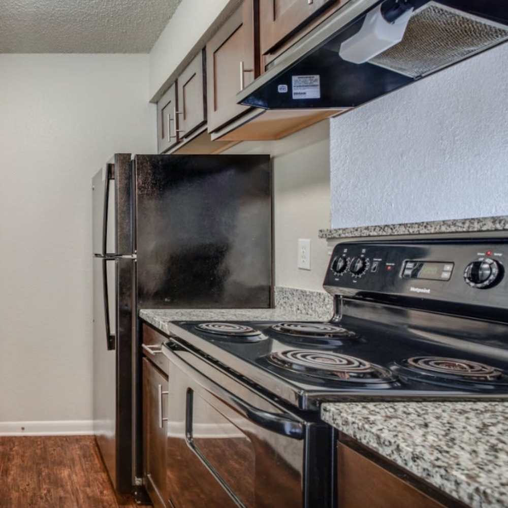Fully equipped kitchen at Creekstone in Dallas, Texas