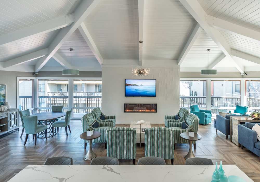 Harbor Cove Apartments in Foster City, California, has a beautiful clubhouse that you are welcome to visit