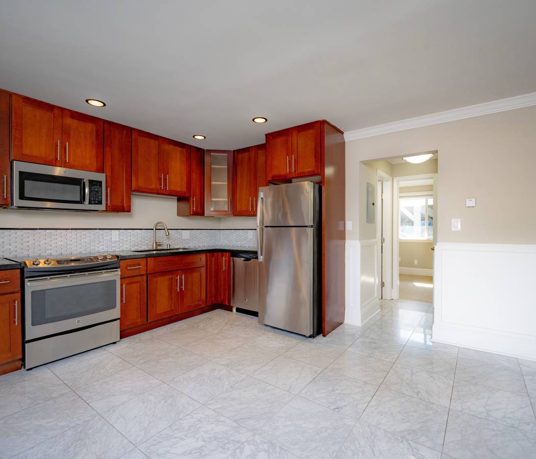 Kitchen area at 35 Tam in San Anselmo, California