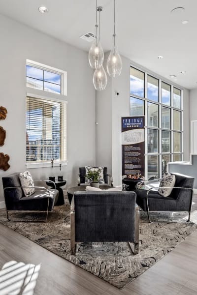 Modern living room at The Towne at Northgate Apartments in Colorado Springs, Colorado