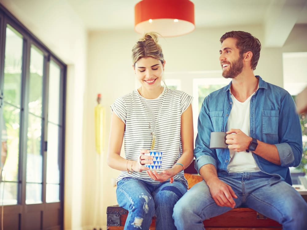 Residents chatting over their morning coffee at Harbor Point Apartments in Mill Valley, California