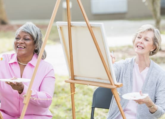 Our residents painting at Prairie House Assisted Living and Memory Care in Broken Arrow, Oklahoma