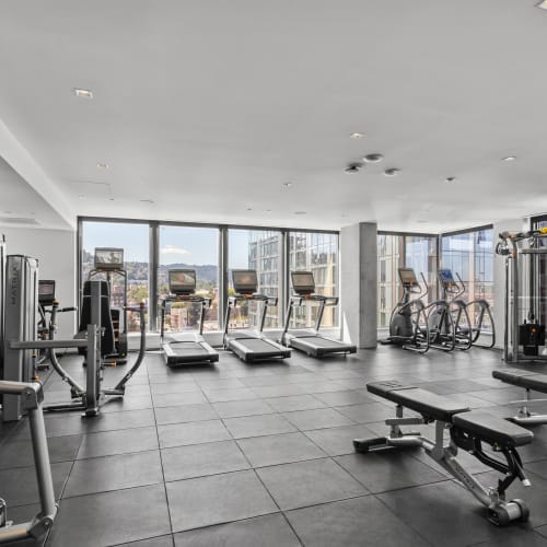 Fitness center at The Residences at 11W in Portland, Oregon