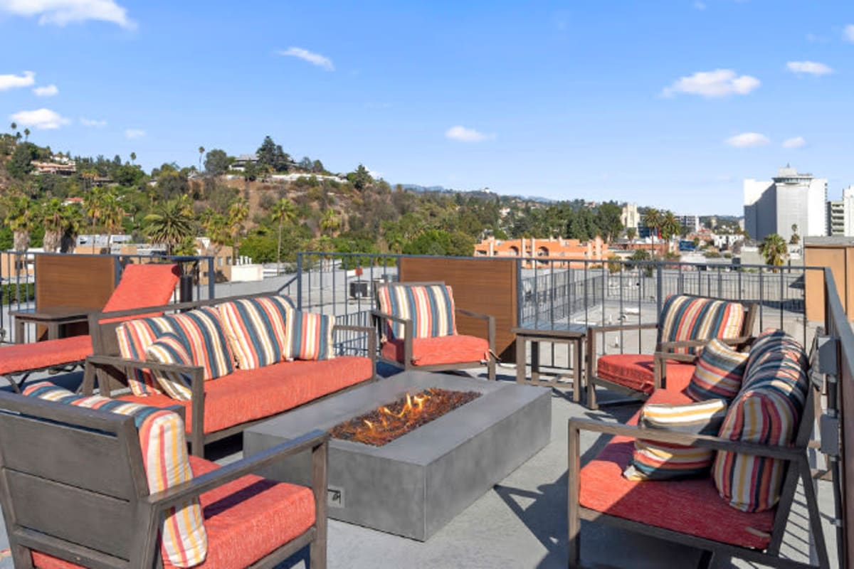 Outdoor firepit with a view at The Ruby Hollywood, Los Angeles, California