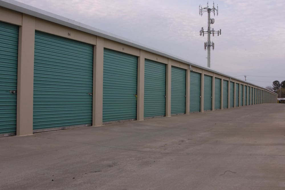 Outdoor row of storage units at Superior Self Storage in Gold River, California