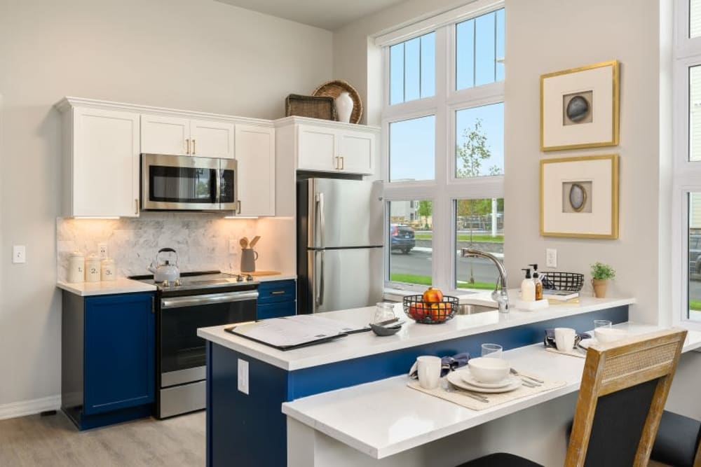 Kitchen in apartment at Anthology of Simsbury in Simsbury, Connecticut