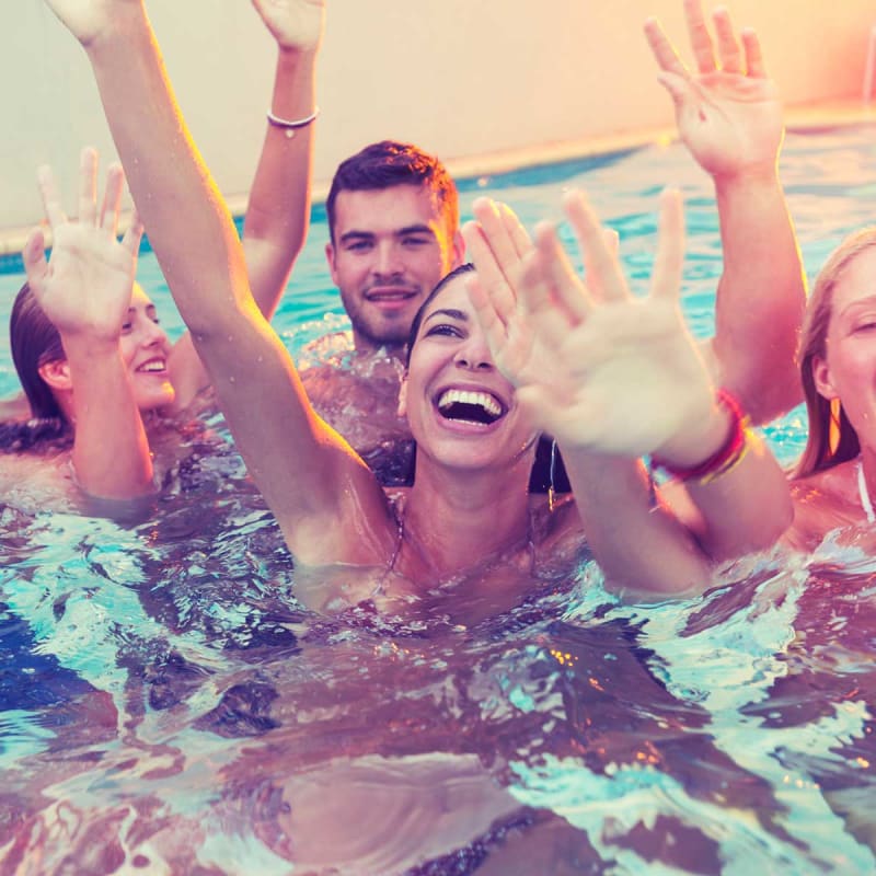 Residents enjoying the swimming pool at Senita on Cave Creek in Phoenix, Arizona