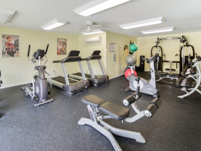 Modern fitness center at apartments in Lansdale, Pennsylvania