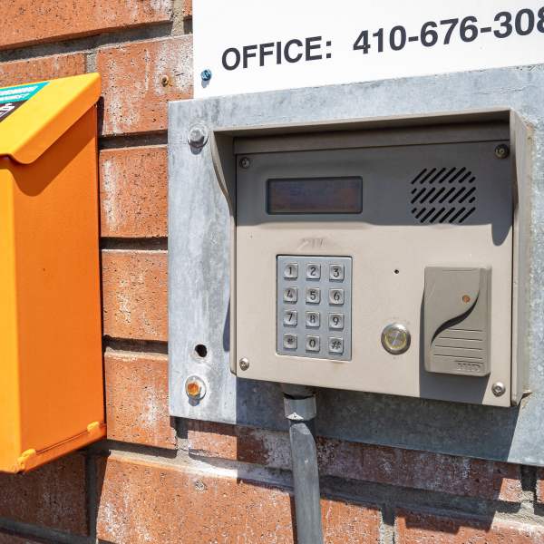 Electronic entrance at self-storage facility at Stack and Store Self Storage - Edgewood at I-95 in Edgewood, Maryland 