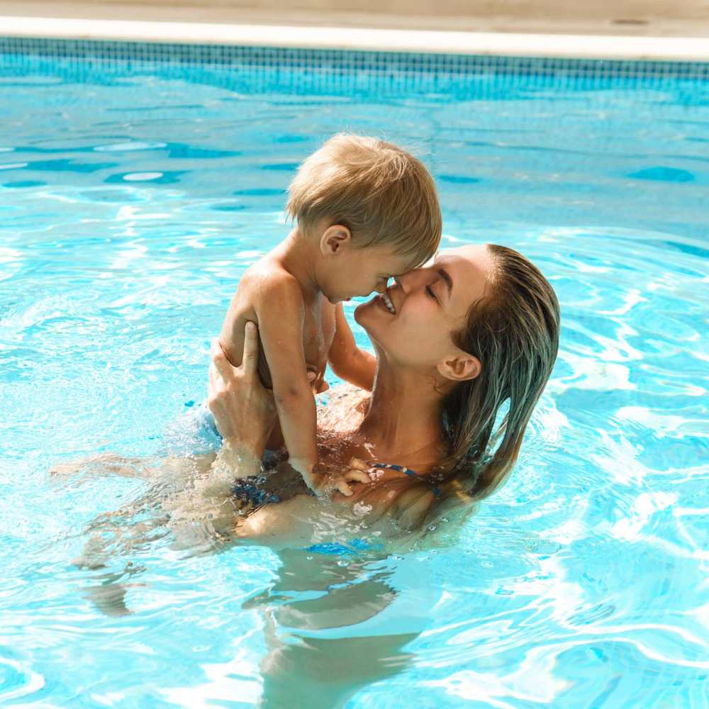 Resident in the swimming pool at The Cove in Port St Lucie, Florida, 