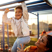 Kids playing in the park near Windham Creek in Suitland-Silver Hill, Maryland