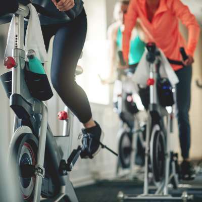 Residents work out in the fitness center at Summerwood on Towne Line, Indianapolis, Indiana