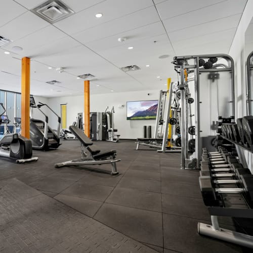 Fitness center at S'PARK Apartments in Boulder, Colorado
