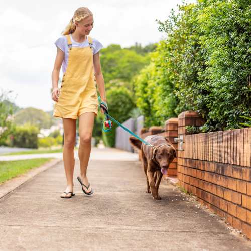 Resident with her dog near District 119 in Oklahoma City, Oklahoma