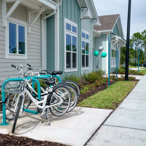 Bike rack outside of the homes at The Station at Fleming Island in Fleming Island, Florida