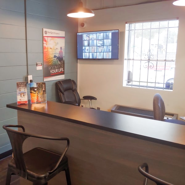 Interior of the leasing office at StorQuest Express Self Service Storage in Tampa, Florida