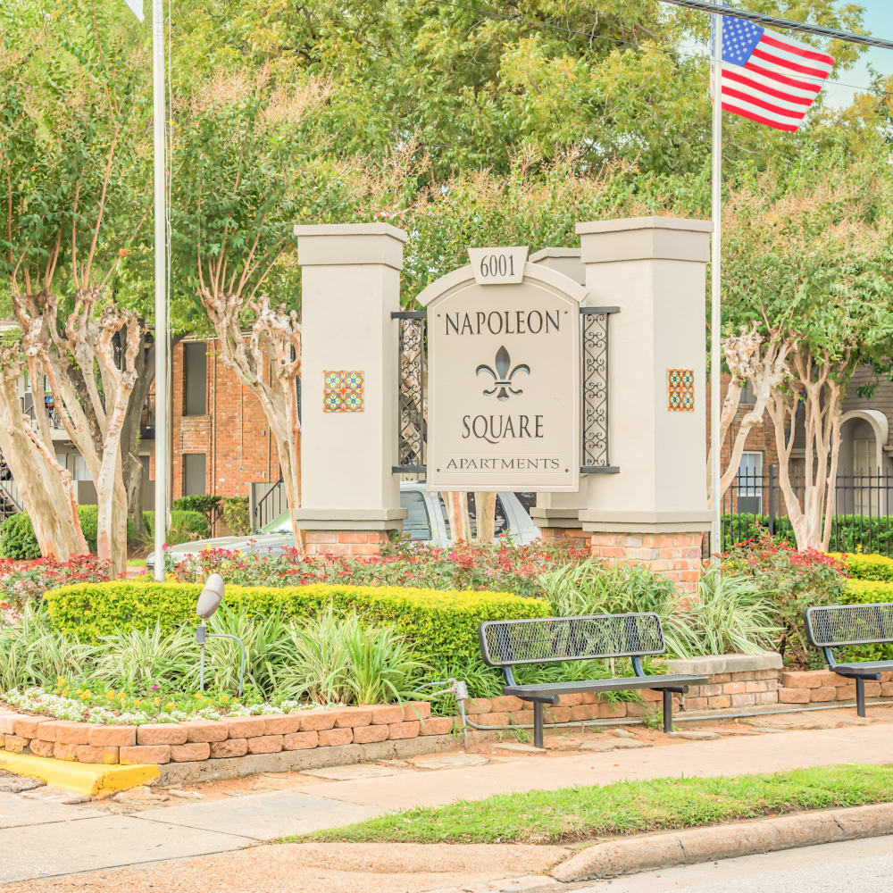 Entrance to Napoleon Square Apartments in Houston, Texas