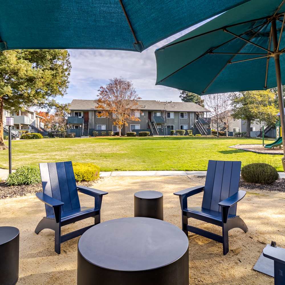 Outdoor patio for residents at Vue Fremont in Fremont, California