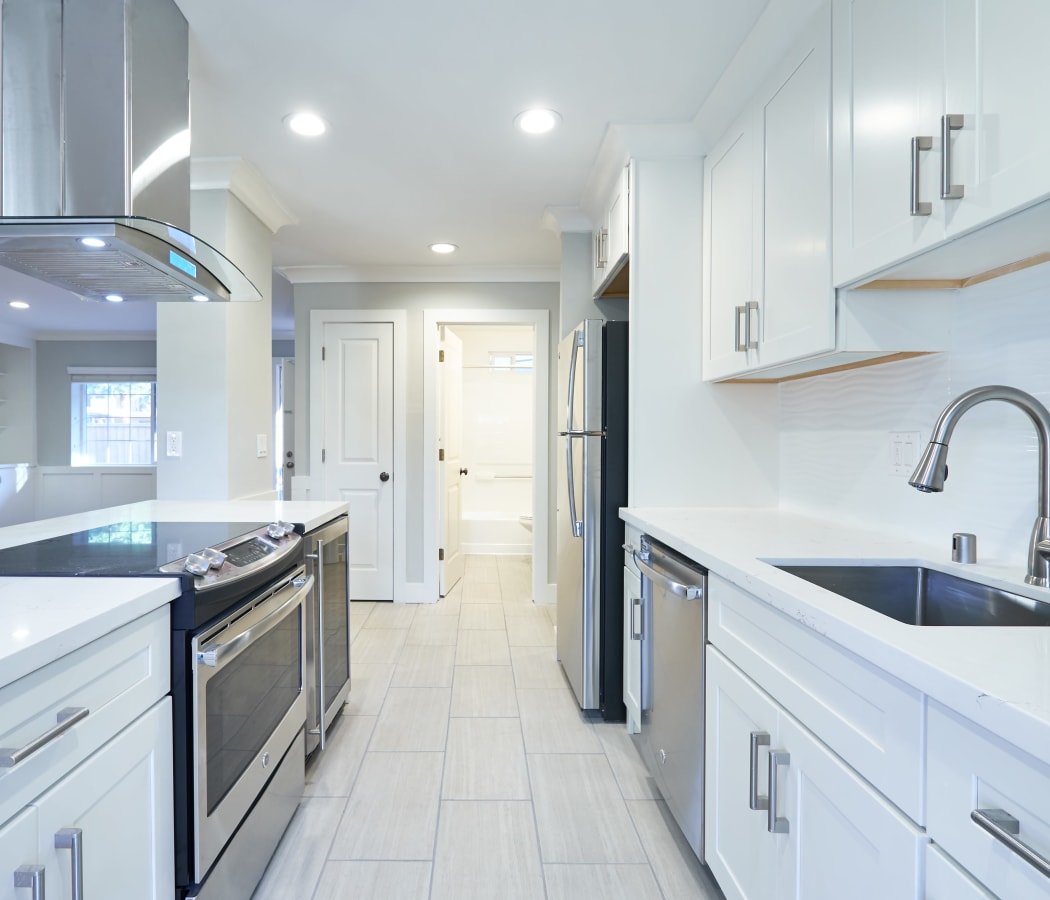 Modern kitchen with stainless-steel appliances at Allure in Alamo, California