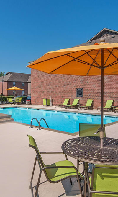 Sparkling pool at Greenleaf Apartments in Phenix City, Alabama