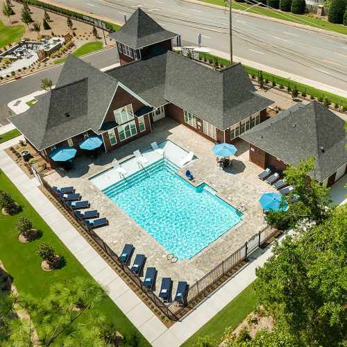 Ariel view of the pool at Seasons at Bennett's Creek in Gastonia, North Carolina, 