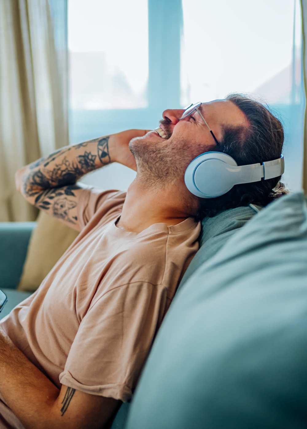 Resident listening music at The Union in Portland, Oregon 