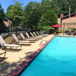 Shimmering pool and sundeck at Abbots Glen