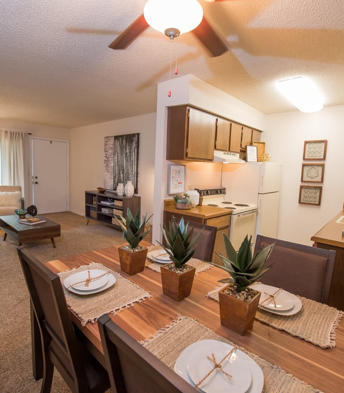 Dining room at Raintree Apartments in Wichita, Kansas